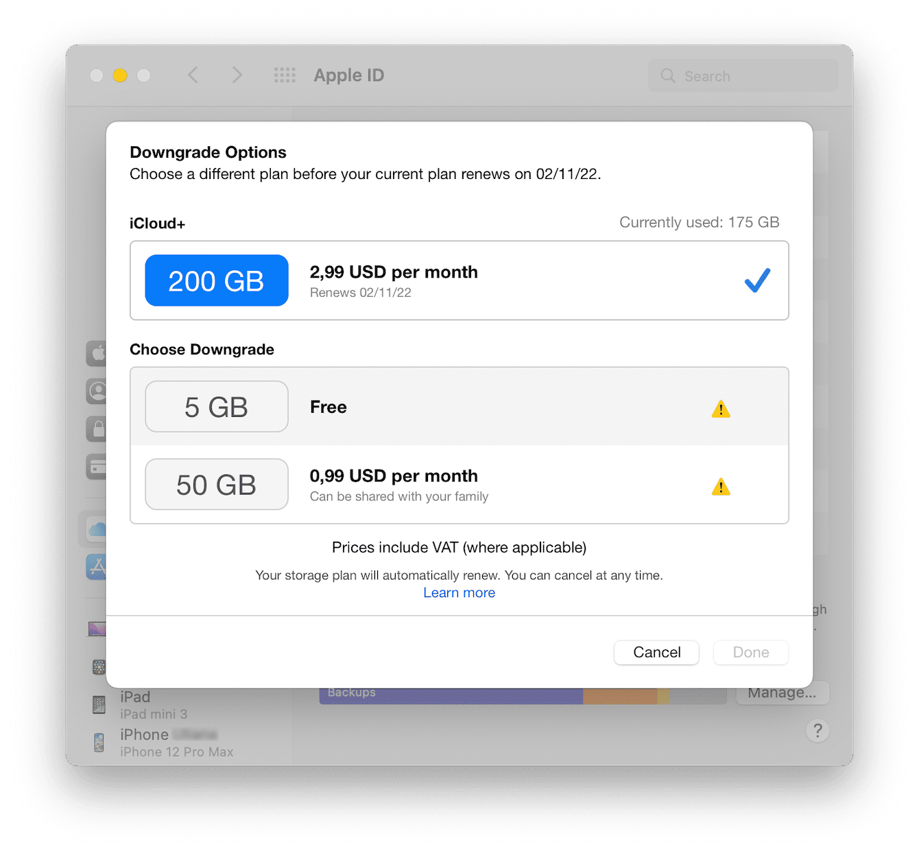 Here's how to cancel iCloud storage plan.